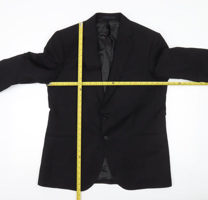 Marks and Spencer Men's Black 44R Wool Regular Fit Blazer Jacket
