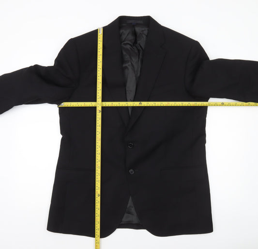 Marks and Spencer Men's Black 44R Wool Regular Fit Blazer Jacket