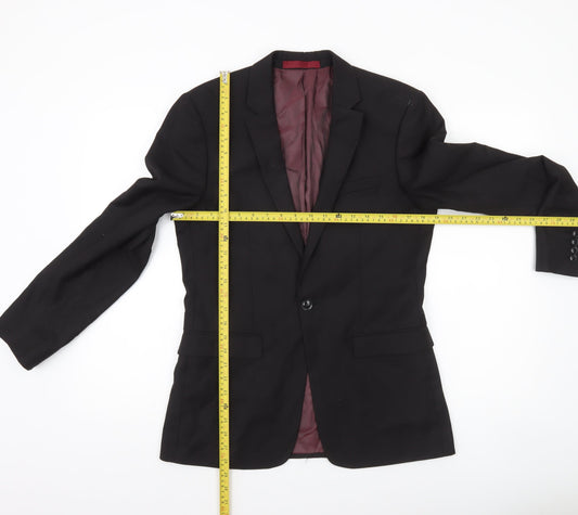 Topman Men's Black 38R Regular Fit Single-Breasted Blazer
