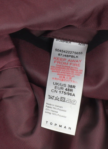 Topman Men's Black 38R Regular Fit Single-Breasted Blazer