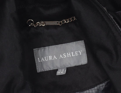 Laura Ashley Women's Black Trench Coat Size 12 Belted Mid-Length Classic Style