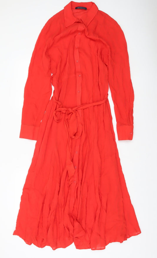 Marks and Spencer Women's Red Midi Shirt Dress Size 14
