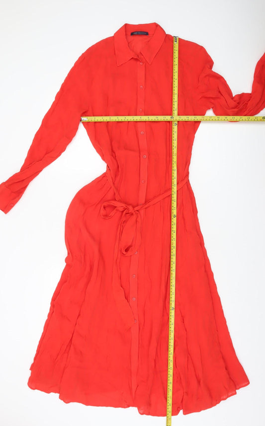 Marks and Spencer Women's Red Midi Shirt Dress Size 14