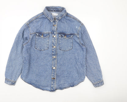 Womens UK Size S Denim Co (Primark) Blue Basic Button-Up