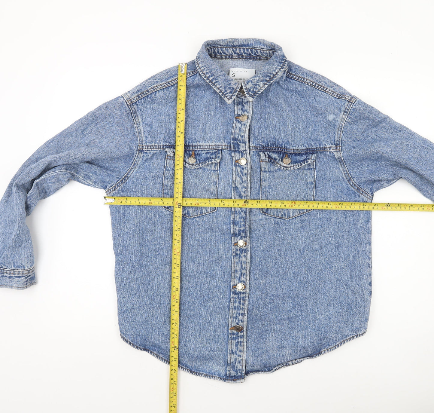 Womens UK Size S Denim Co (Primark) Blue Basic Button-Up