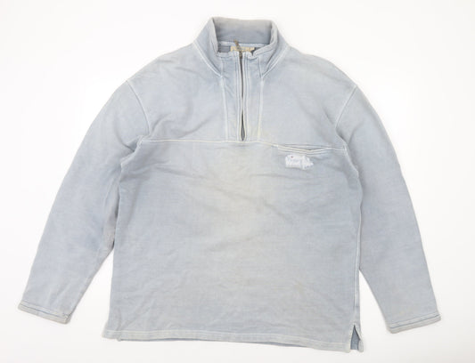 Weird Fish Men’s Grey 1/4 Zip Cotton Sweatshirt L Outdoor Pullover