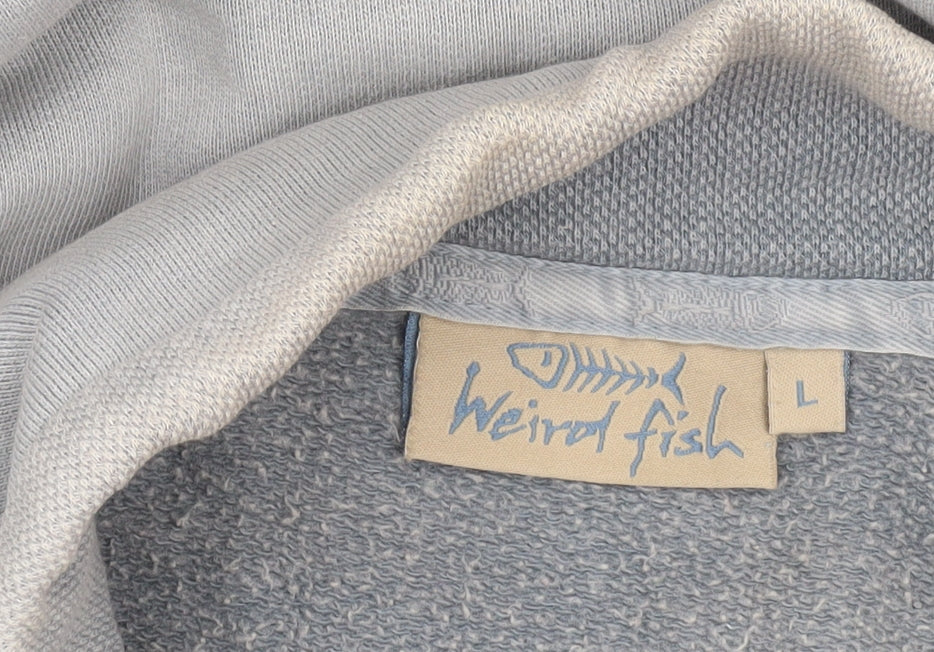 Weird Fish Men’s Grey 1/4 Zip Cotton Sweatshirt L Outdoor Pullover
