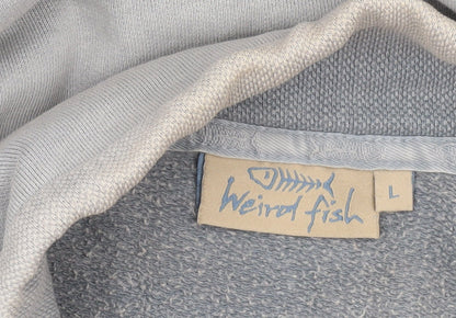 Weird Fish Men’s Grey 1/4 Zip Cotton Sweatshirt L Outdoor Pullover