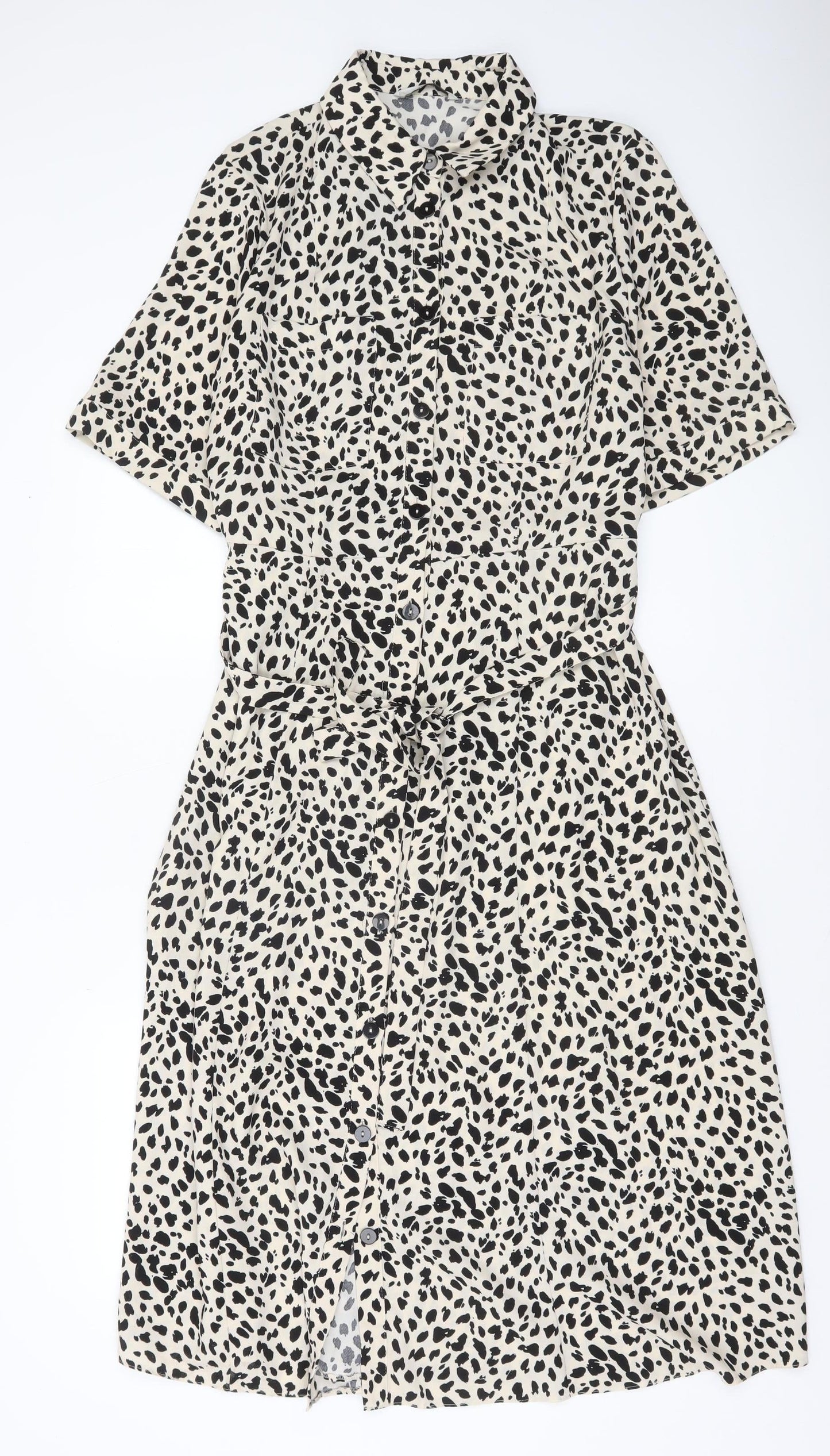 George Women’s Beige Animal Print Shirt Dress Size 16