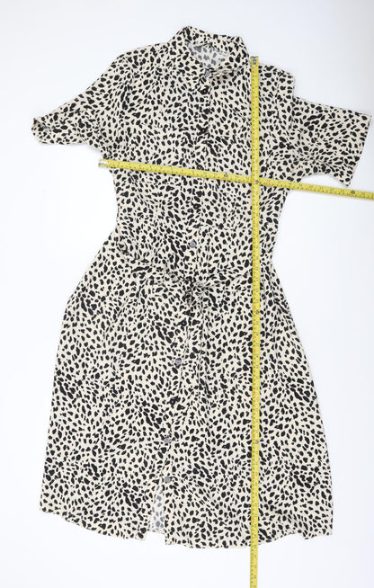 George Women’s Beige Animal Print Shirt Dress Size 16
