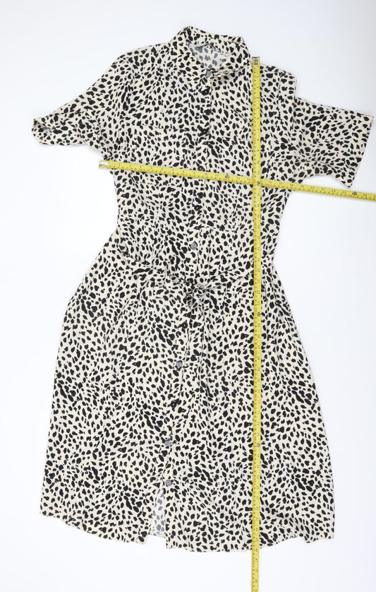 George Women’s Beige Animal Print Shirt Dress Size 16