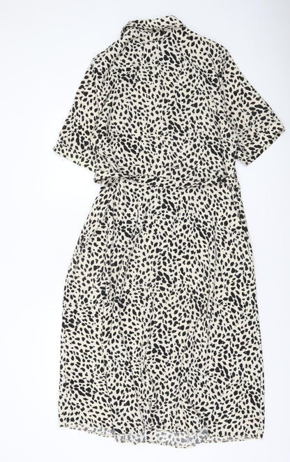 George Women’s Beige Animal Print Shirt Dress Size 16