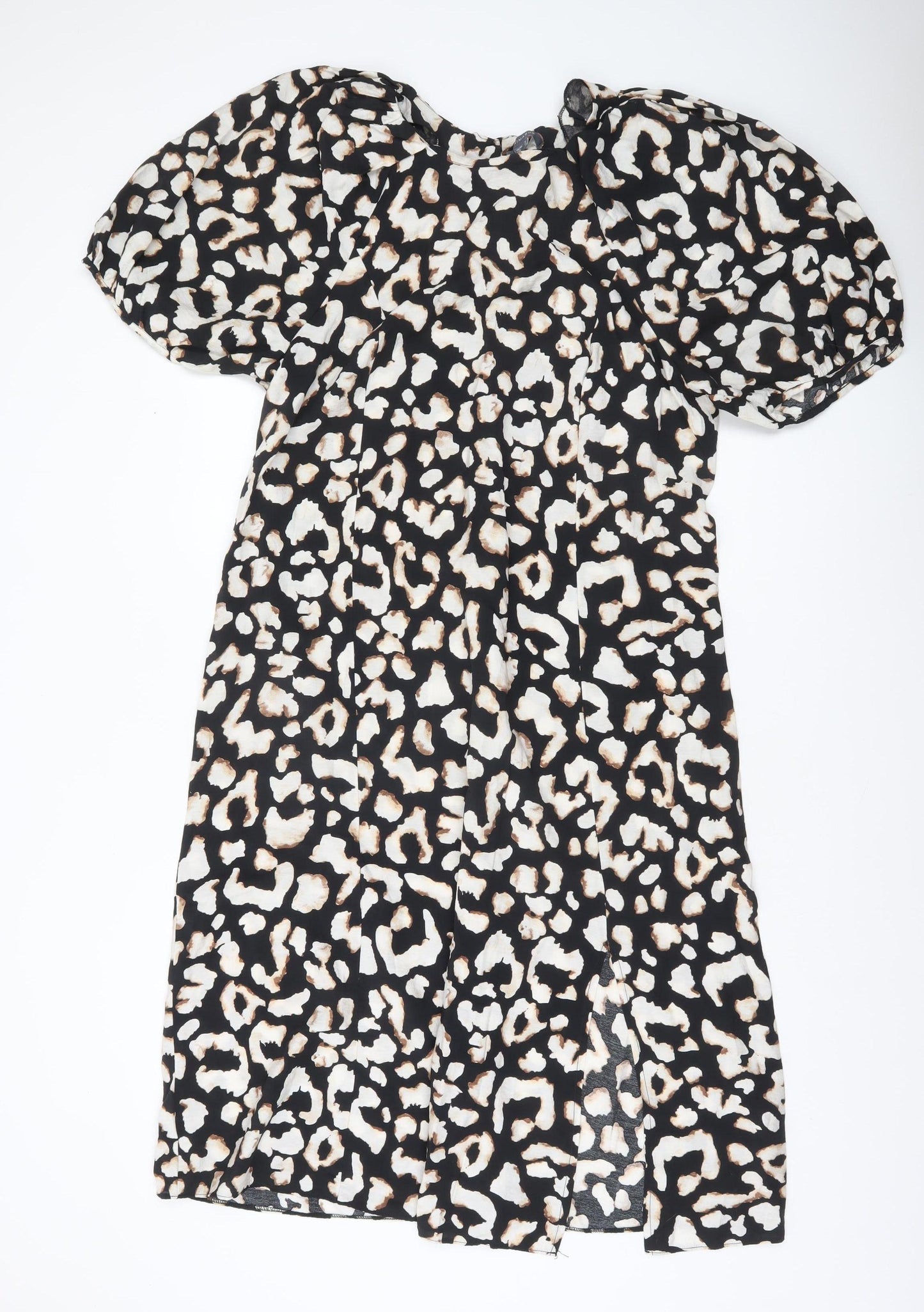 Primark Women’s Multicoloured Animal Print Wrap Dress Size 18 V-Neck Puff Sleeve