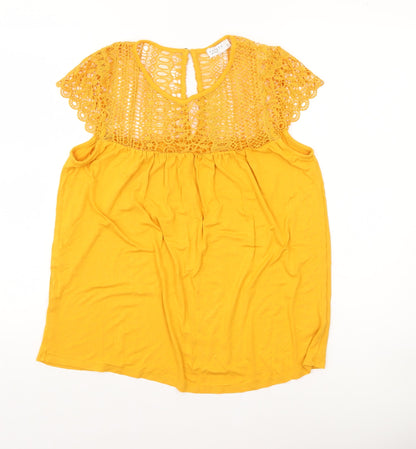 Papaya Woman Yellow Crochet Lace Blouse Size 10 Regular Fit
