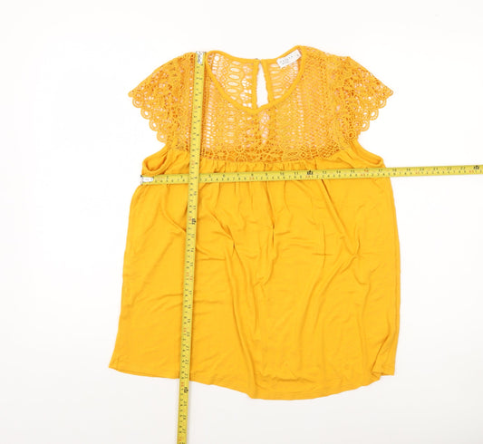 Papaya Woman Yellow Crochet Lace Blouse Size 10 Regular Fit