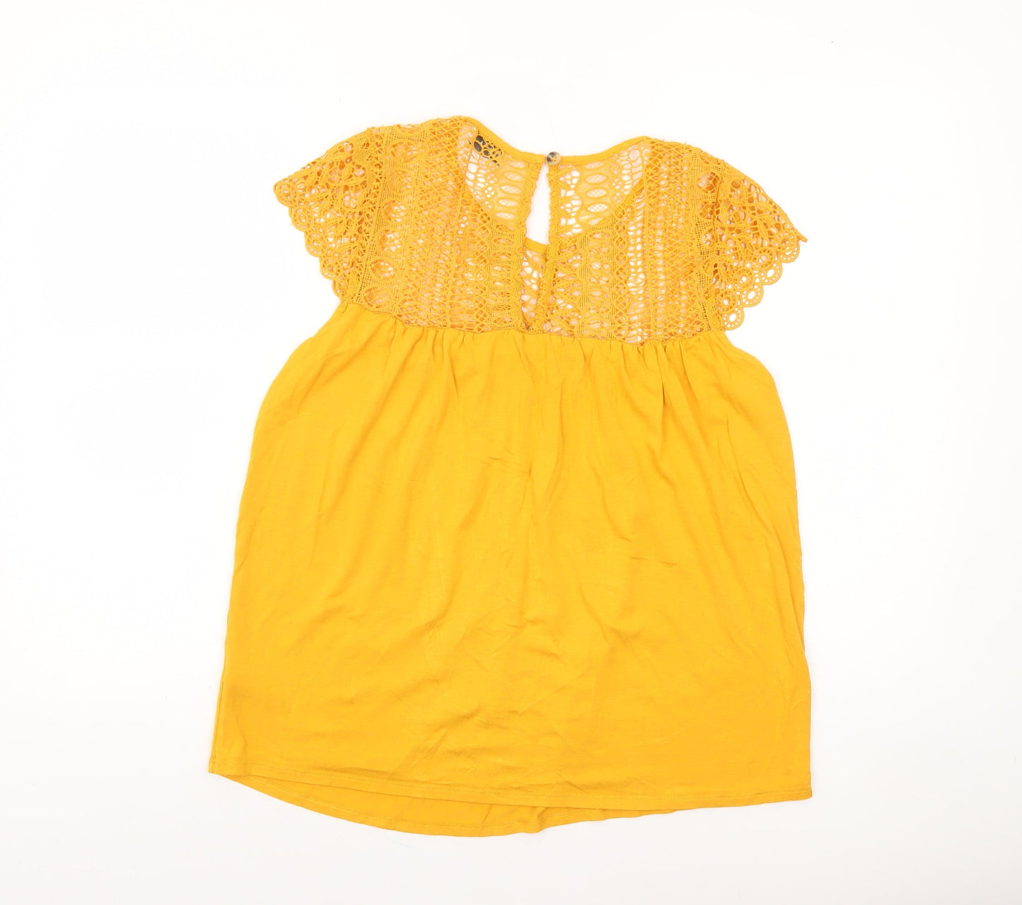 Papaya Woman Yellow Crochet Lace Blouse Size 10 Regular Fit