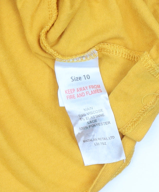 Papaya Woman Yellow Crochet Lace Blouse Size 10 Regular Fit