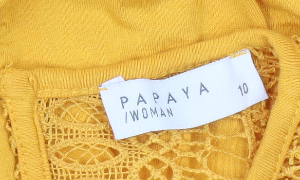 Papaya Woman Yellow Crochet Lace Blouse Size 10 Regular Fit