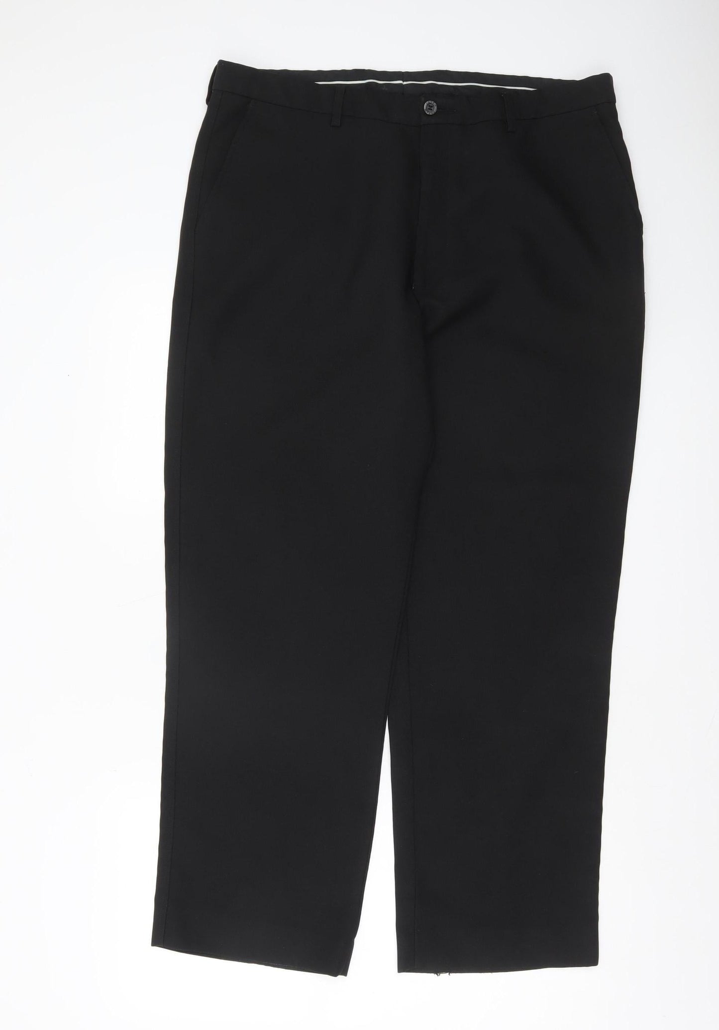 Farah Men's Black Regular Fit Formal Trousers Size 38x20
