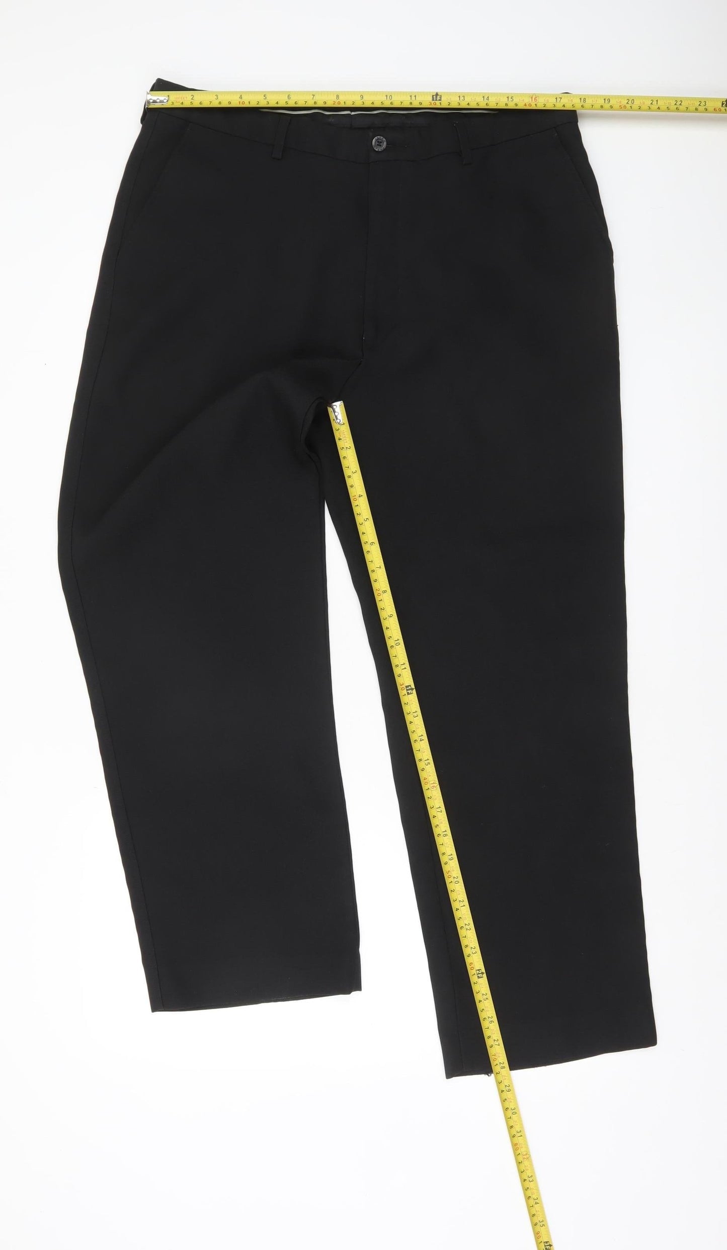 Farah Men's Black Regular Fit Formal Trousers Size 38x20