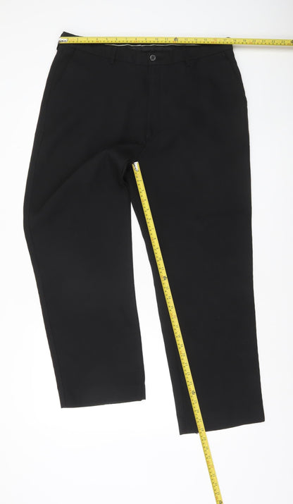 Farah Men's Black Regular Fit Formal Trousers Size 38x20