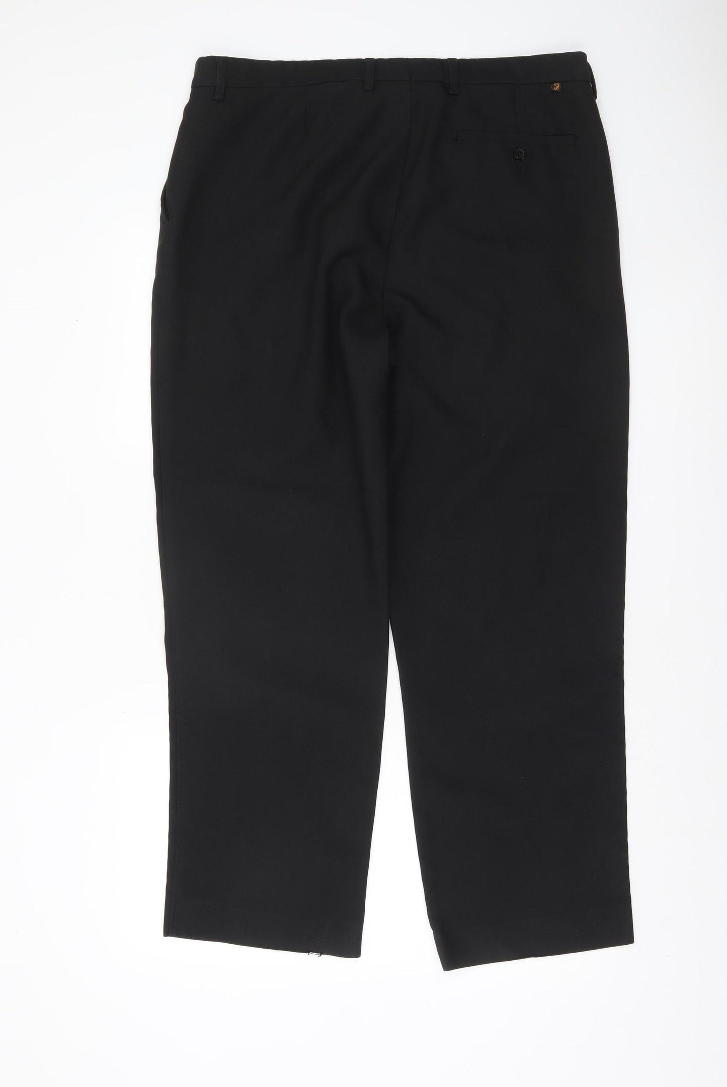 Farah Men's Black Regular Fit Formal Trousers Size 38x20