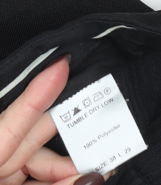 Farah Men's Black Regular Fit Formal Trousers Size 38x20