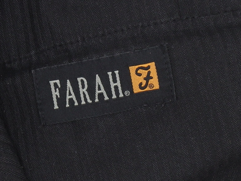 Farah Men's Black Regular Fit Formal Trousers Size 38x20