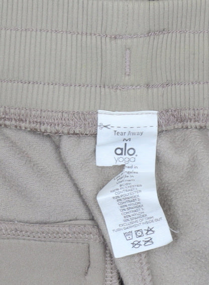 Alo Yoga Men's Beige Fleece Jogger Trousers M Regular Fit Elastic Waist