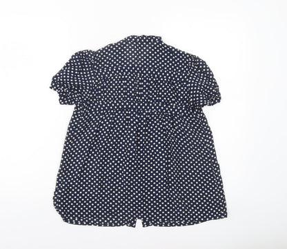 French Connection Women's Blue Polka Dot Viscose Tunic Blouse Size 10