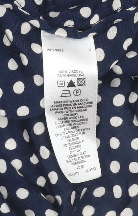 French Connection Women's Blue Polka Dot Viscose Tunic Blouse Size 10