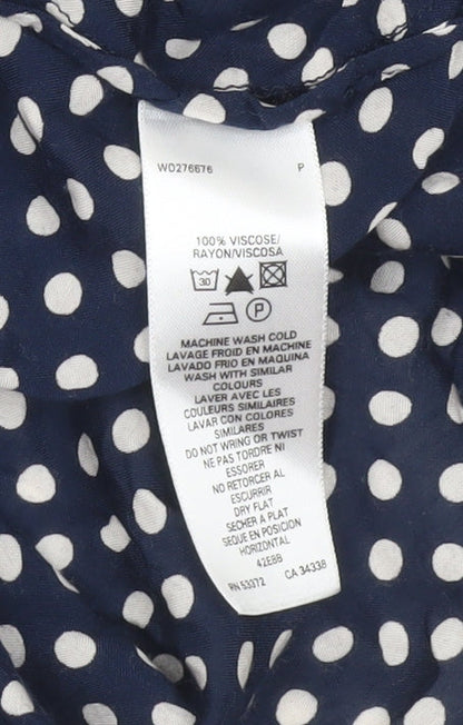 French Connection Women's Blue Polka Dot Viscose Tunic Blouse Size 10