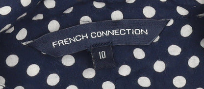 French Connection Women's Blue Polka Dot Viscose Tunic Blouse Size 10