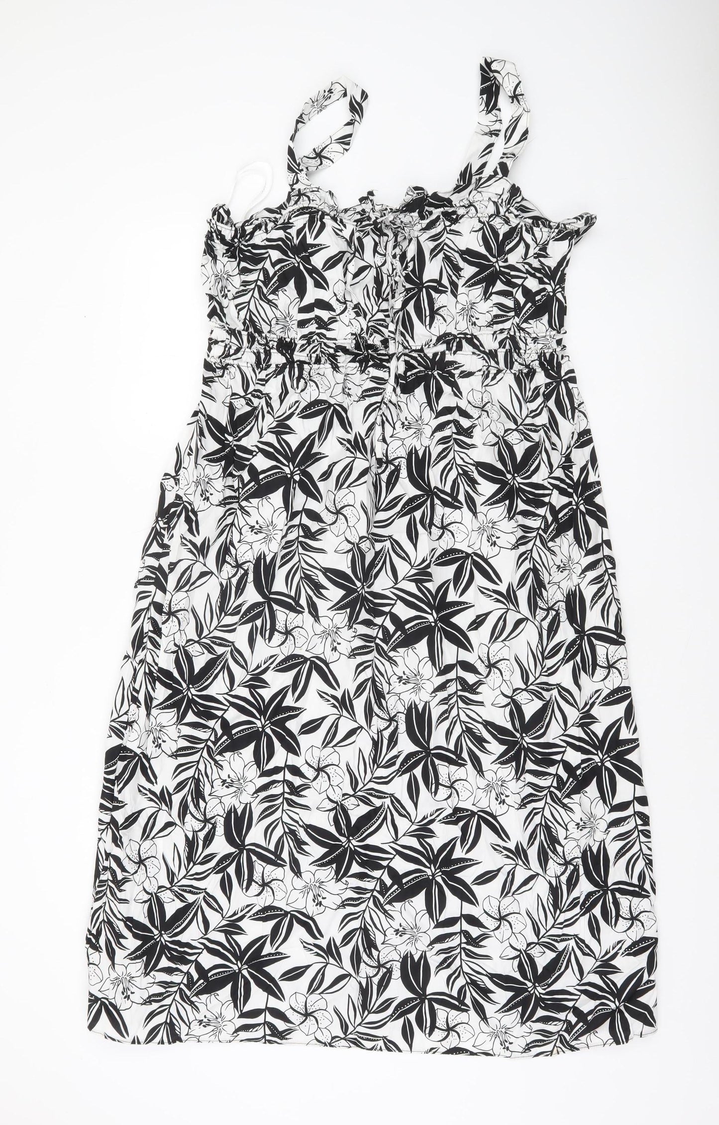 Primark Women’s Black Floral Cotton Smocked Sundress Size 18