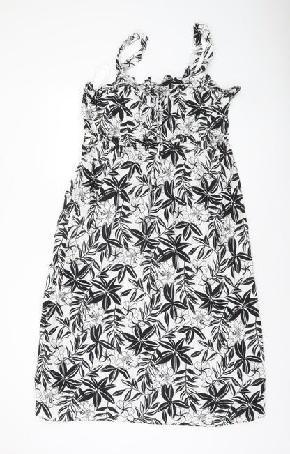 Primark Women’s Black Floral Cotton Smocked Sundress Size 18