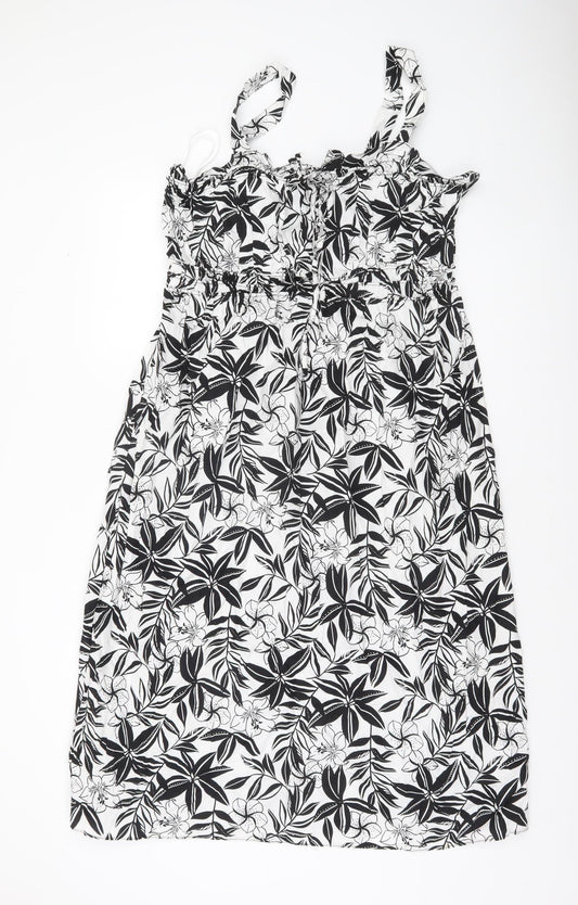 Primark Women’s Black Floral Cotton Smocked Sundress Size 18