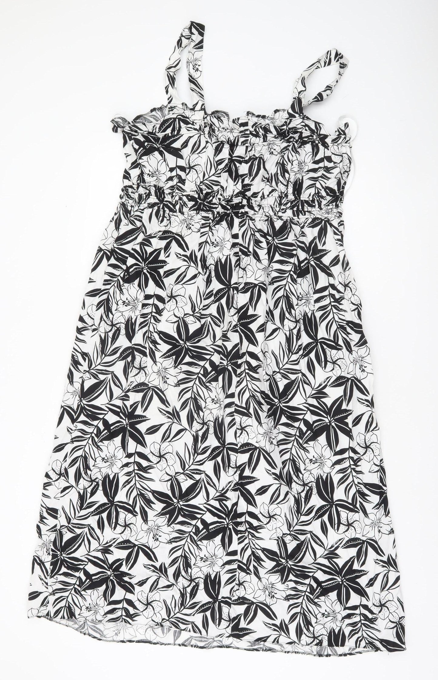 Primark Women’s Black Floral Cotton Smocked Sundress Size 18