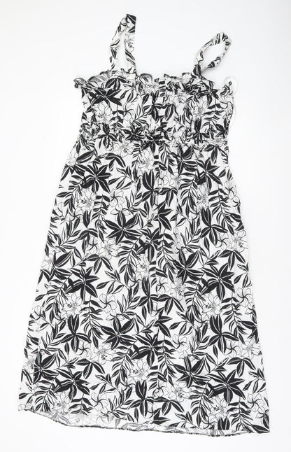 Primark Women’s Black Floral Cotton Smocked Sundress Size 18