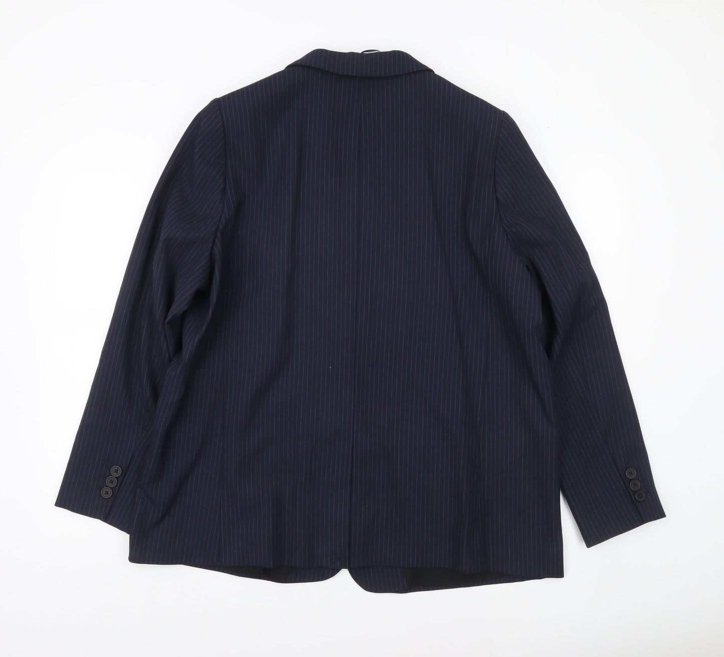 Marks and Spencer Womens Blue Pinstripe Blazer Jacket Size 18 Classic Fit