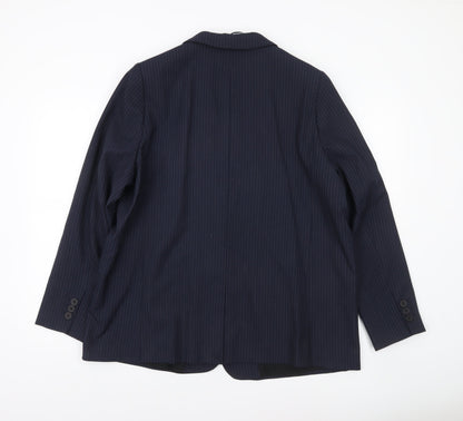 Marks and Spencer Womens Blue Pinstripe Blazer Jacket Size 18 Classic Fit