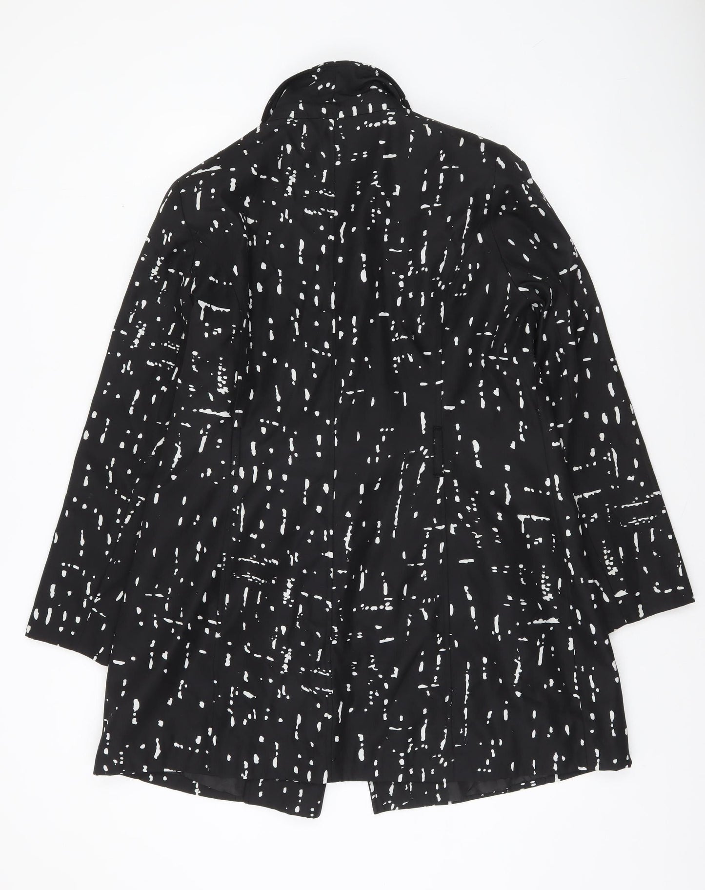 Peacocks Women's Black White Patterned Trench Coat Size 16