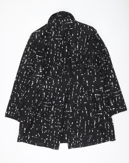 Peacocks Women's Black White Patterned Trench Coat Size 16