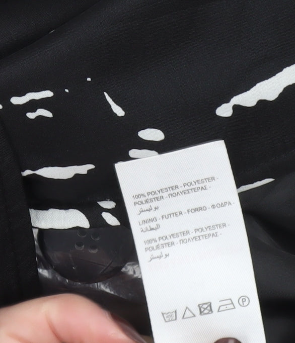 Peacocks Women's Black White Patterned Trench Coat Size 16