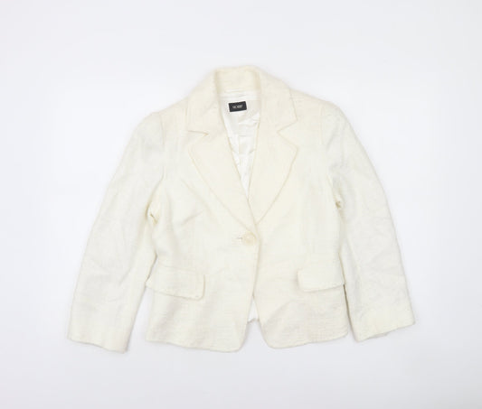 Hobbs Women Ivory Bouclé Single-Breasted Blazer Jacket Size 10