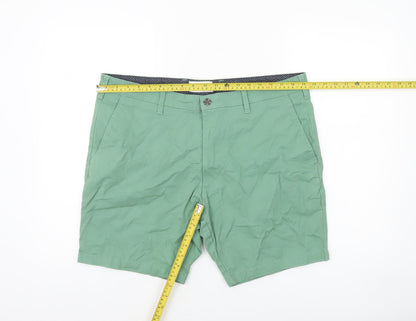 Marks and Spencer Men's Green Chino Shorts Size 38 Casual Cotton Stretch