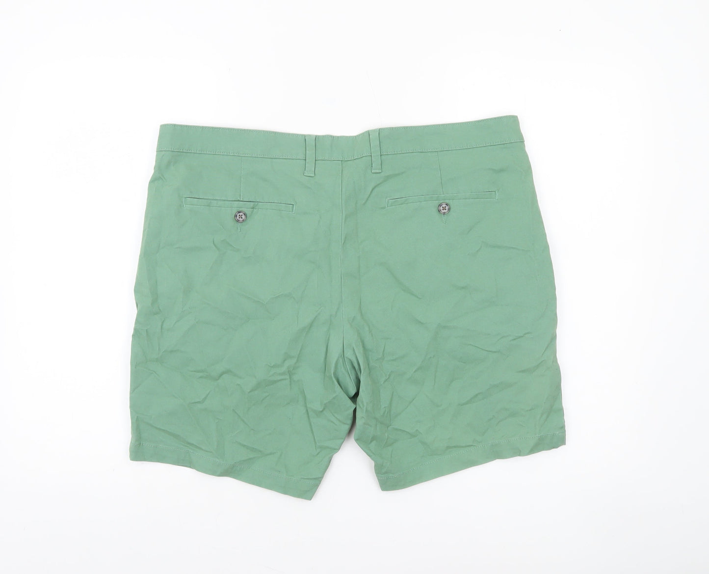 Marks and Spencer Men's Green Chino Shorts Size 38 Casual Cotton Stretch