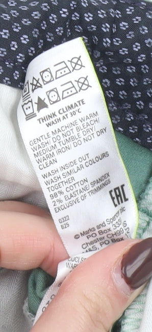 Marks and Spencer Men's Green Chino Shorts Size 38 Casual Cotton Stretch