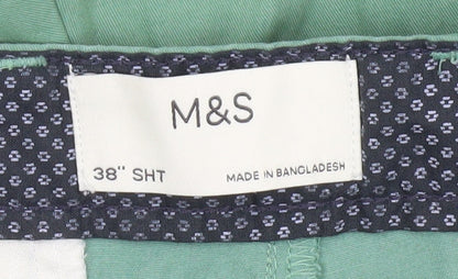 Marks and Spencer Men's Green Chino Shorts Size 38 Casual Cotton Stretch