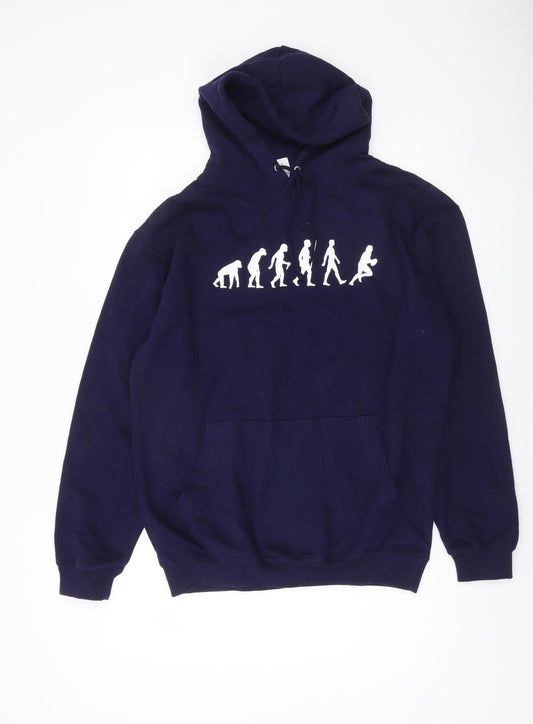 Mens UK Size M Just Hoods Blue Pullover Hoodie