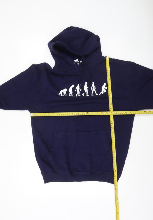 Mens UK Size M Just Hoods Blue Pullover Hoodie